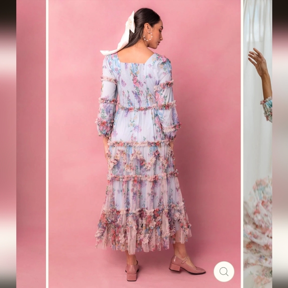 CATHERINE DRESS IN BLUE FLORAL- 1X - Picture 4 of 7